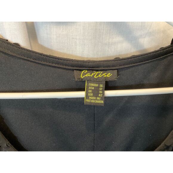 Cartise Black Cocktail Dress Size 12 Poly-Spandex Blend Lined Style 11149 - Picture 2 of 11